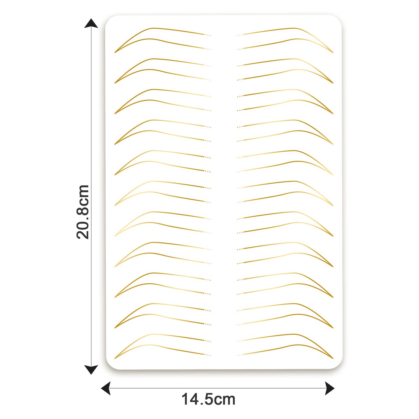 Guapa Silicone Eyebrow Practice Skin Ombre Powder Brows Fake Skin Sheet Double Sides Microblading Practice Skin for Tatto Artists and Beginners (3pcs White Brow Skin with Golden Outline)