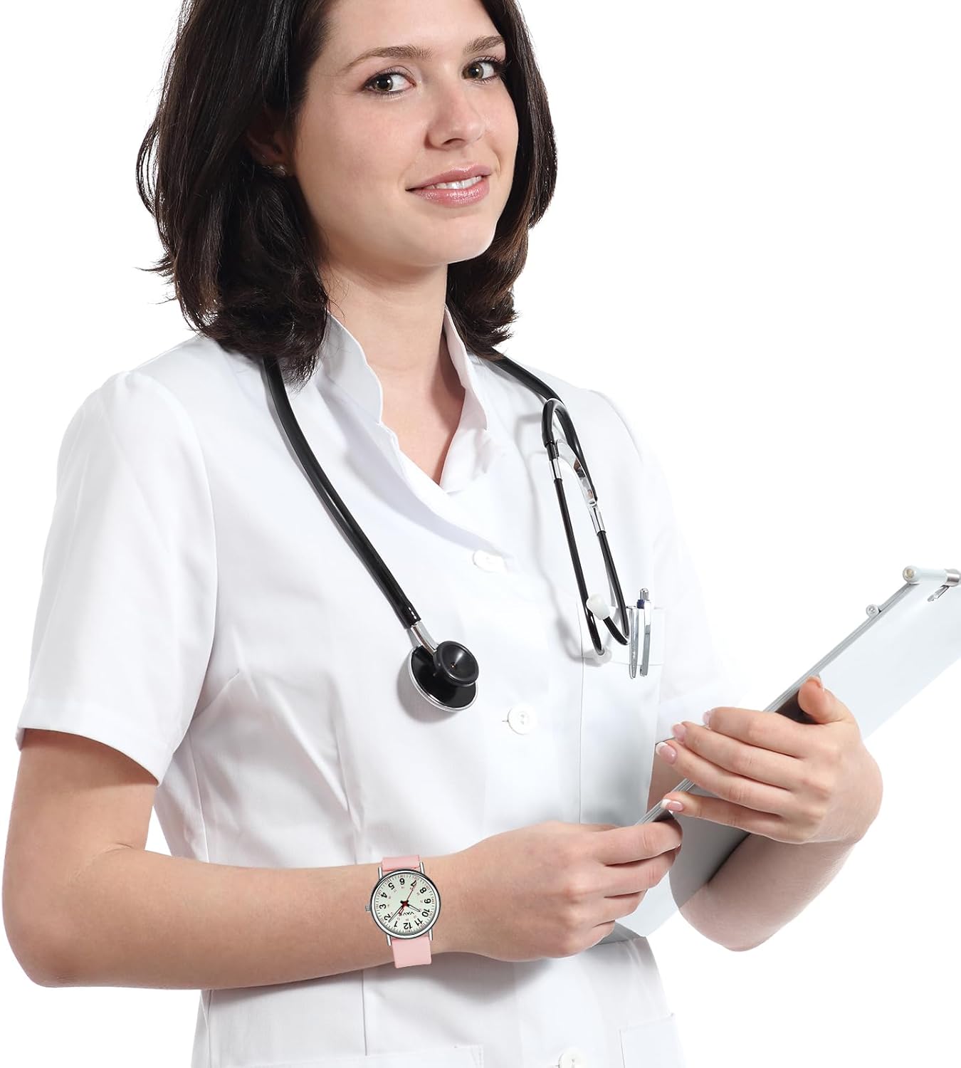 Waterproof Analog Nurse Watch for Nurses,Students,Medical Professionals,Women Men,with Luminouse Easy Read Dial,Military Time,Second Hand and 24 Hour,Comfortable Silicone Band.