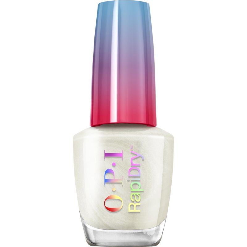 OPI RapiDry Snow Time Like the Present | Semi-Sheer Bright Pearl White Quick Dry Nail Polish | Vegan, Smudge Proof, Fast Drying | Snow Time to Waste | Holiday 2025