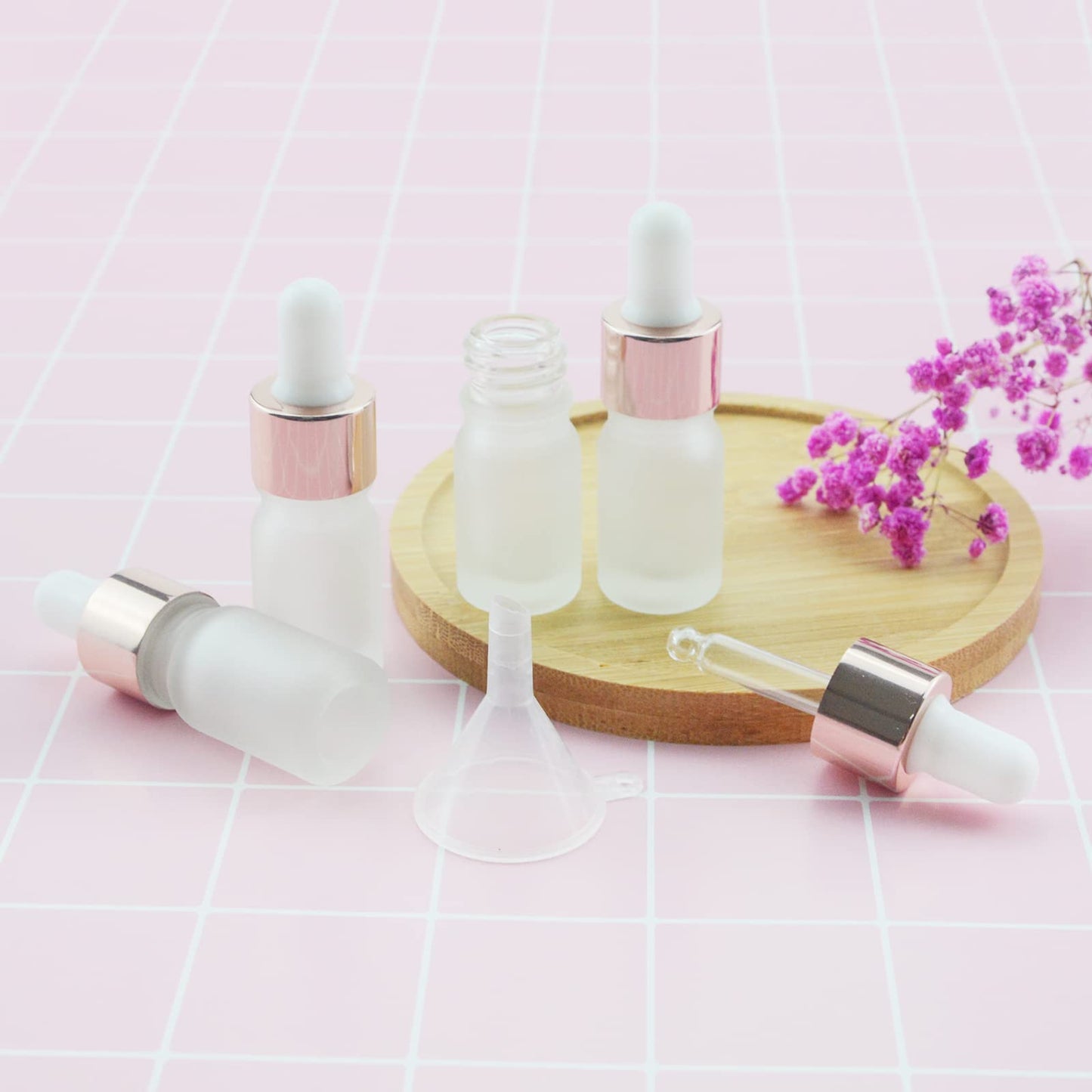 Wwolife 10 PCS 1/2oz (15ml) Black Frosted Glass Dropper Bottles Perfume Aromatherapy Cosmetic Container Essential Oils Sample Mini Empty Dropper Bottles with Funnel Include