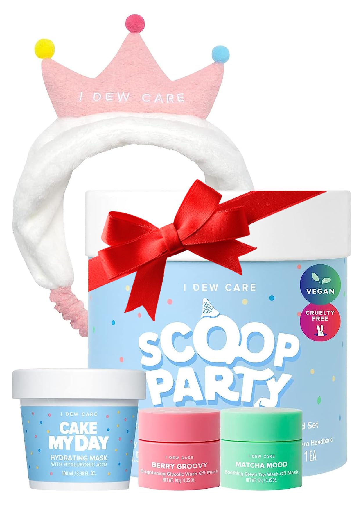 I DEW CARE Tiger Headband Wash-off Masks Set - Scoop Party + Face Wash Headband - Unisex Skincare Mask for Face