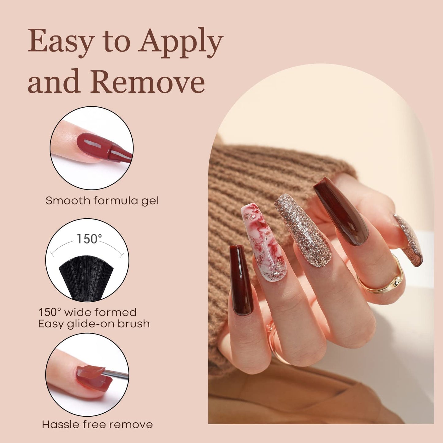 modelones Gel Nail Polish Kit -6 Colors Nude Pink Milky White Gel Polish Set Skin Tones Neutral Brown Soak Off Gel Nail Kit Manicure DIY Nail Art Salon Home Gift