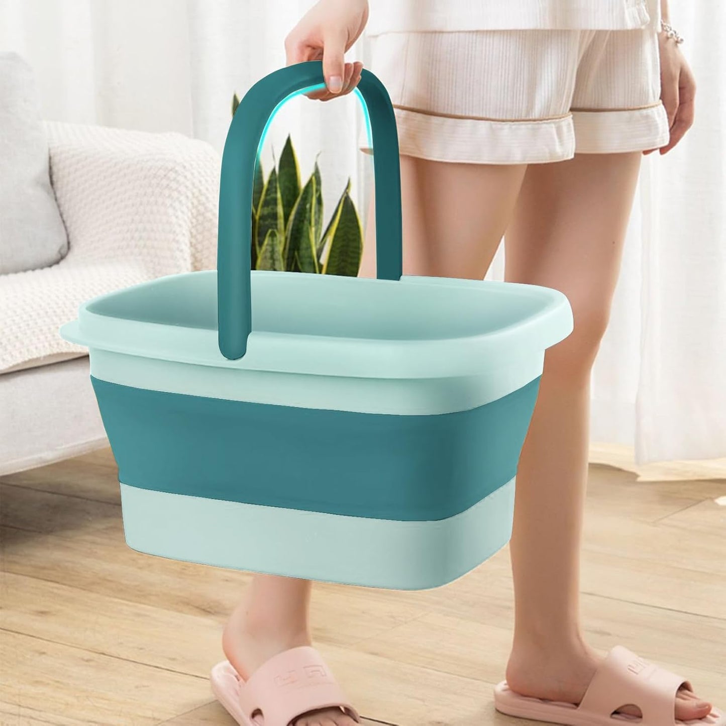 FutureFlex Collapsible Foot Bath - 15L Foldable Soak Tub for Pedicure & Pain Relief | Green