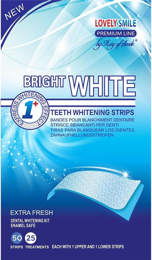 Teeth Whitening Strips - 50 Premium Enamel-Safe Strips for 25 Applications | Fast Results in 1 Hour