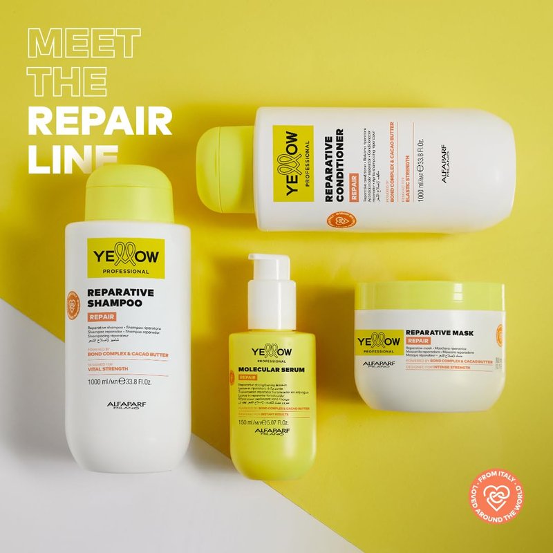 ALFAPARF MILANO Yellow Repair Mask for Damaged Hair - Bond Complex & Cacao Butter | Intense Strength Treatment