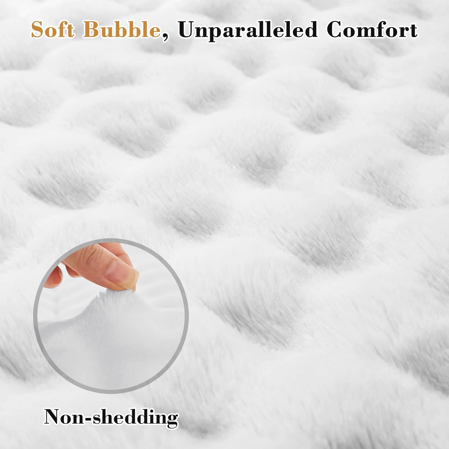 Cymula Queen Mattress Topper Fleece Bubble Pillow Top Mattress Pad Cover for Back Pain Faux Fur Extra Thick Mattress Protector Soft with Fluffy Down Alternative, 8-21" Deep Pocket, White