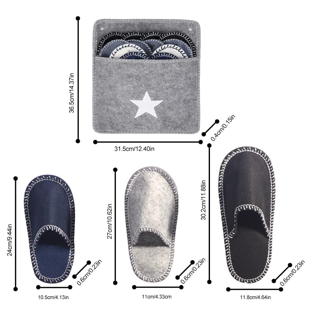 Fleece Felt Guest Slippers House Slippers Set, 6 Pairs Anti-Slip Disposable Slippers Set Washable, SPA Slippers, Men Women Felt Slippers for Guests, Ideal for Family, Hotel Travel