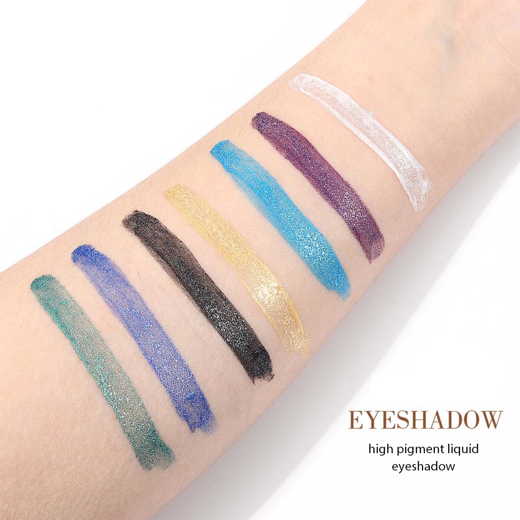 Kilshye Glitter Liquid Eyeshadow Shimmer Eye Shadow Metallic Eyeshadows High Pigment Eyes Shadow Long Lasting Waterproof Eyes Liquid Makeup for Women and Girls Pack of 1 (G- Black 12)