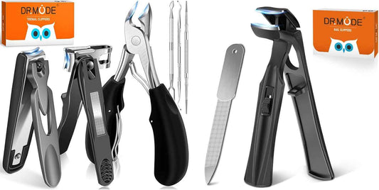 Angled Toenail Clippers for Seniors - Large, 360° Rotary Nail Cutter for Thick & Ingrown Nails