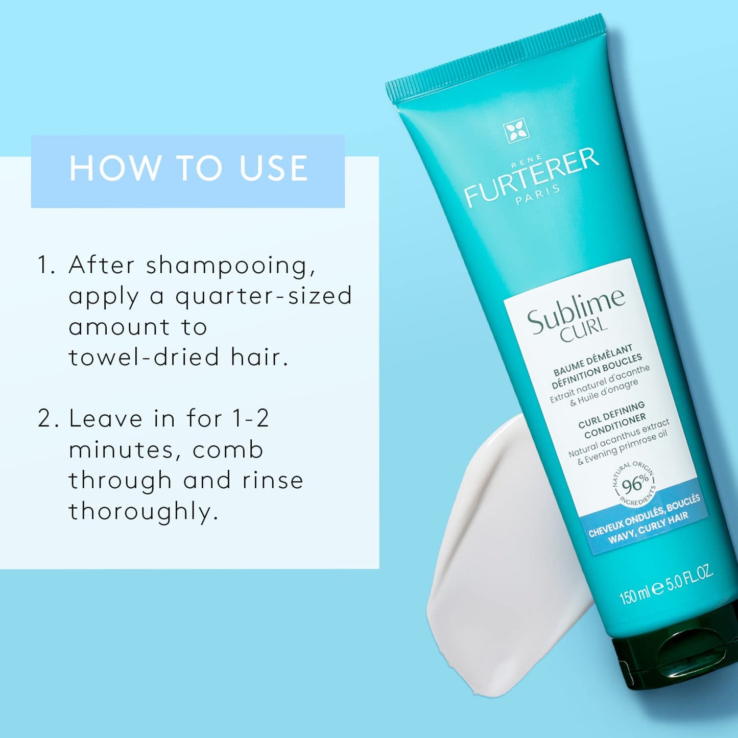 Rene Furterer SUBLIME CURL Curl Activating Conditioner, Curly Wavy Hair, Frizz Control, 5 oz.
