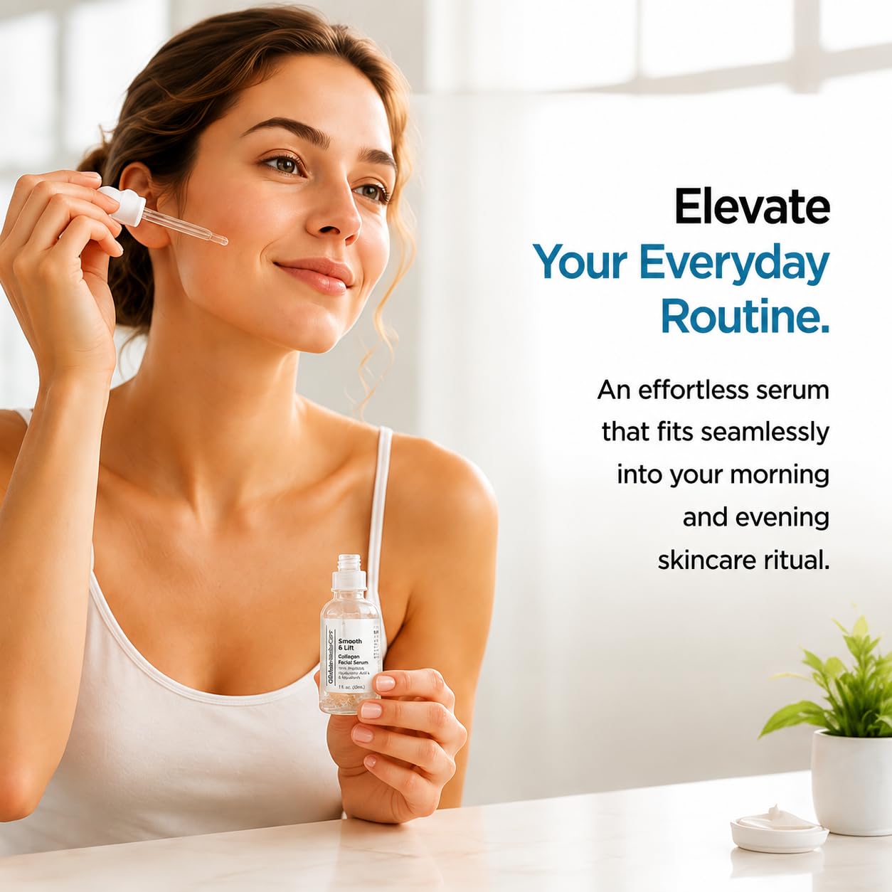 Global Beauty Care Smooth & Lift Collagen Facial Serum Hydrating Face Serum to Support Firm-Looking Skin with Peptides, Hyaluronic Acid & Squalane, Fast-Absorbing Hydrating Formula, 1 fl oz (2-Pack)