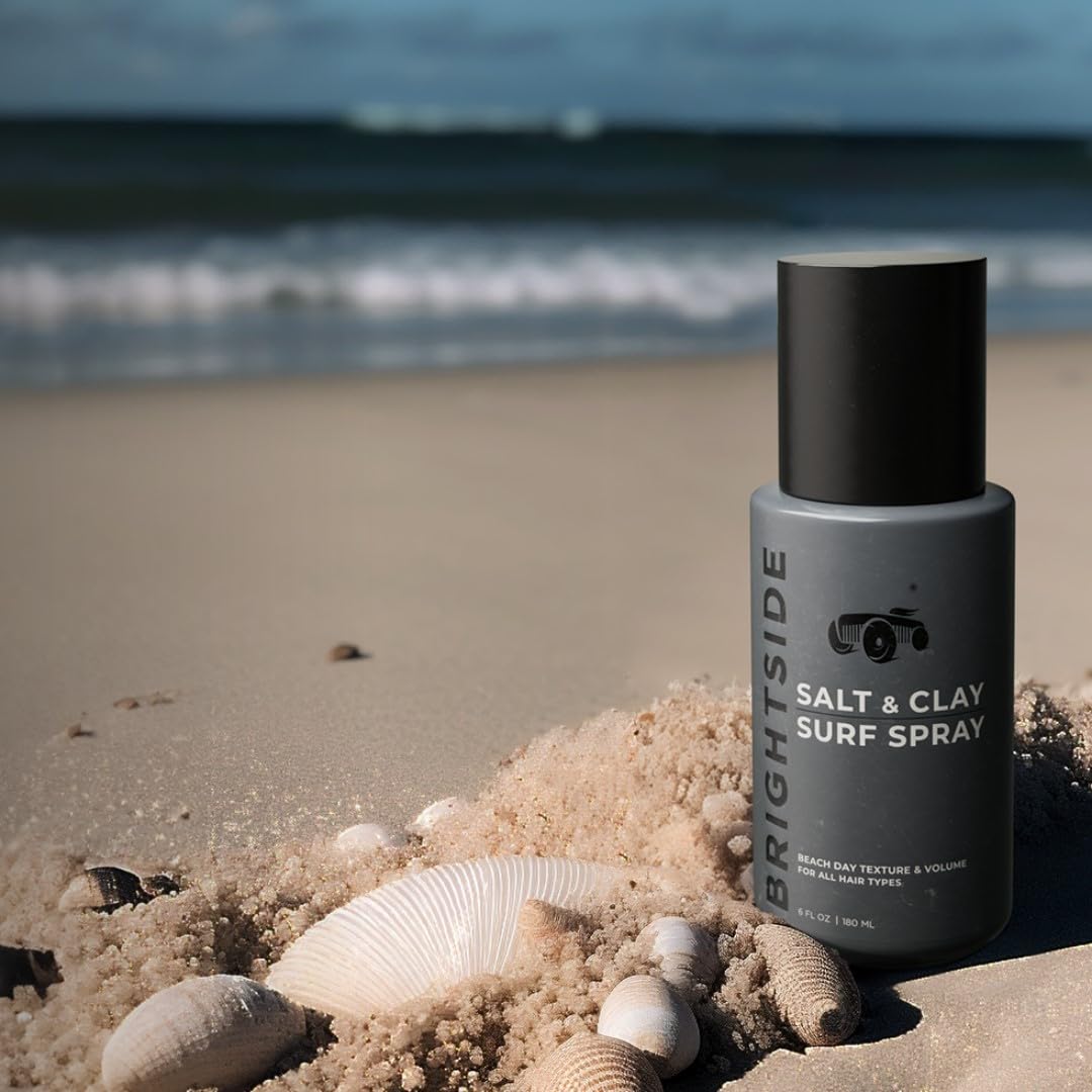 BRIGHTSIDE Salt & Clay Surf Spray - Instant Volume & Texture for Thicker Looking Hair - Natural Sea Salt Spray for Men & Women - Hydrate & Hold for All Hair - Alcohol-Free, Clean ingredients - 6oz