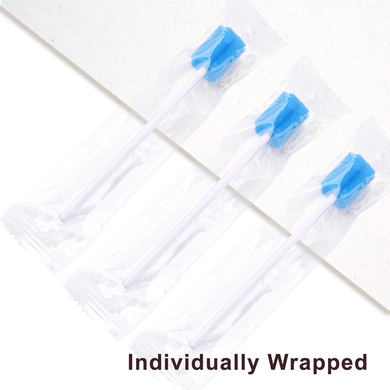 Disposable Oral Swabs ,Mouth Cleaning Sponge,Individually Wrapped oral care for elderly and pets(250pcs, blue, plum flower shape)