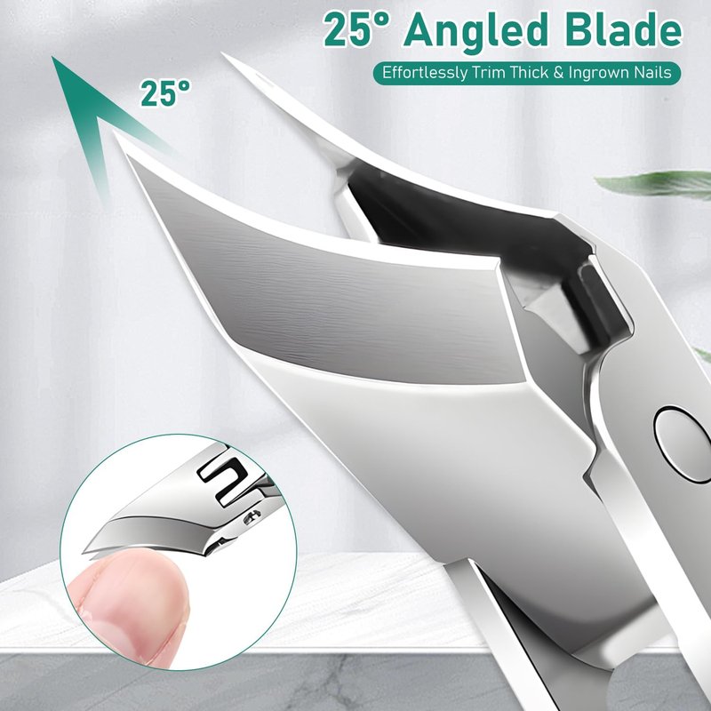 Eagle Beak Nail Clippers Set - Wide Jaw Anti-Splash Design | 3-Piece for Thick & Ingrown Nails (Green)