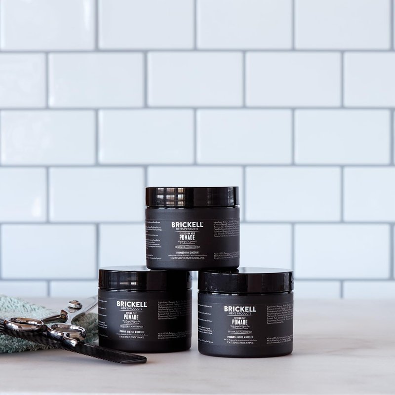 Brickell Men's Hair Styling Clay Pomade - Strong Hold & Matte Finish, Argan Oil & Niacinamide, 2 Ounces