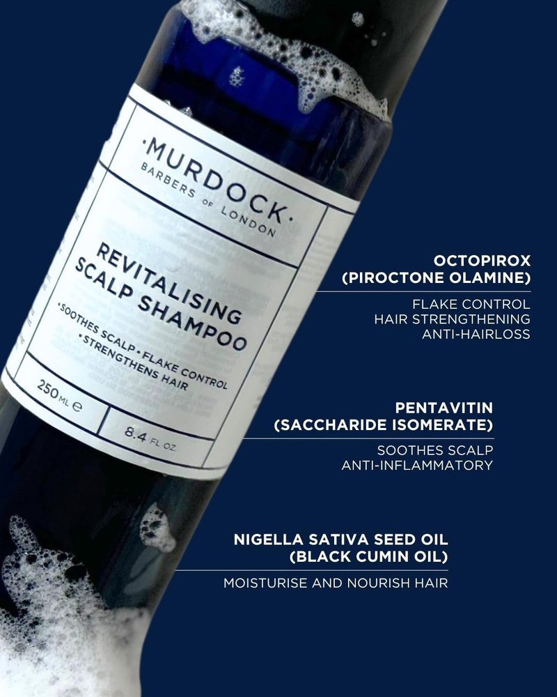 Murdock London Revitalising Scalp Shampoo | Flake Control, Anti-dandruff, promote a healthy scalp | Made in England | 250ml