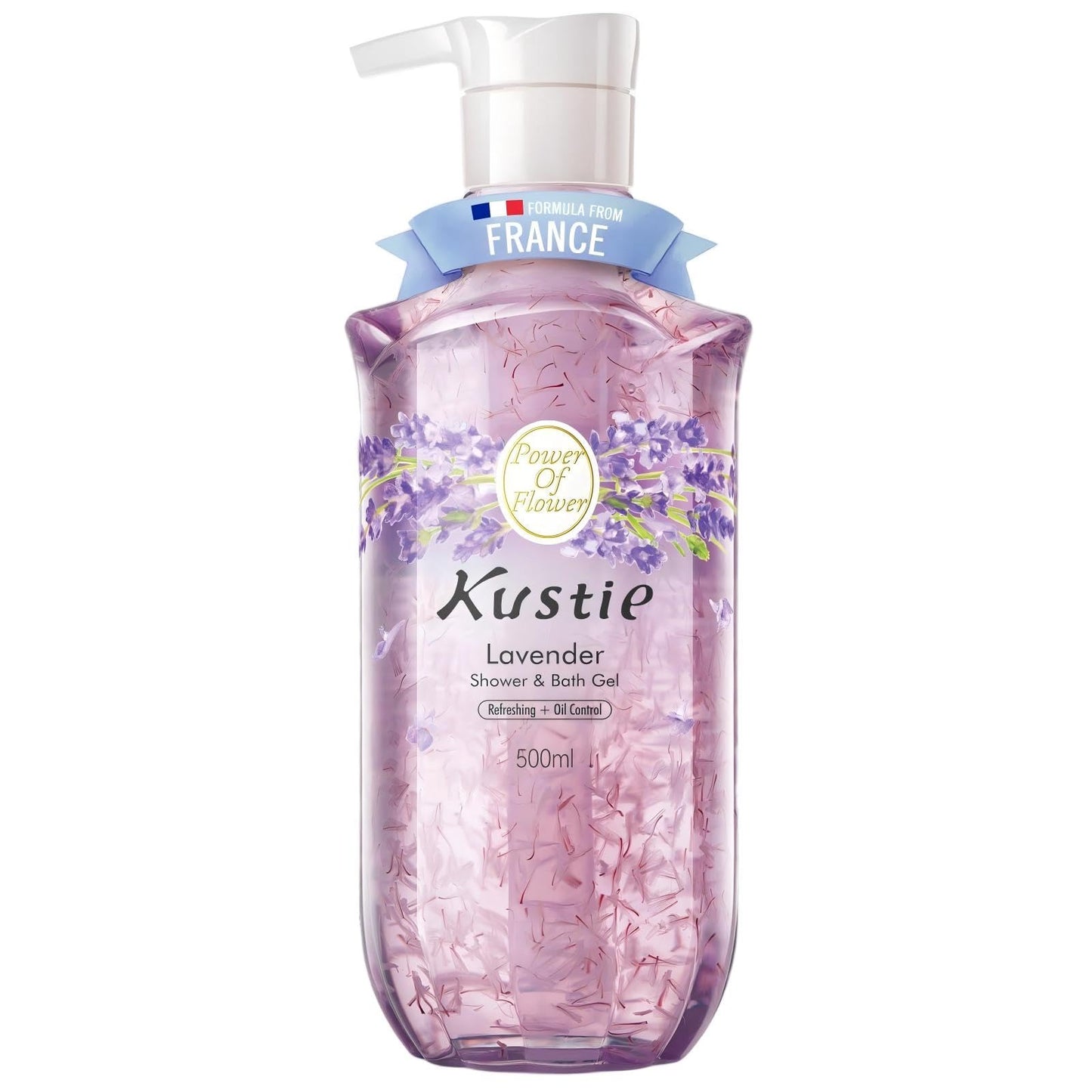 Kustie Rose Floral Body Wash with Real Petals – Botanical Shower Gel with Rose Water & Rose Oil, Luxury Spa Gentle Cleanser for Soft Silky Skin, 12.8 fl oz