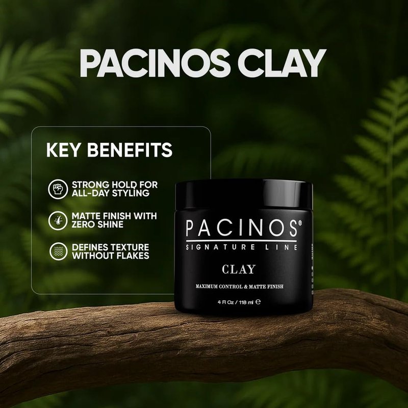 Pacinos Signature Line Clay Hair Paste - Long Lasting Styling Wax with Firm Hold for All Hair Styles 4 Oz
