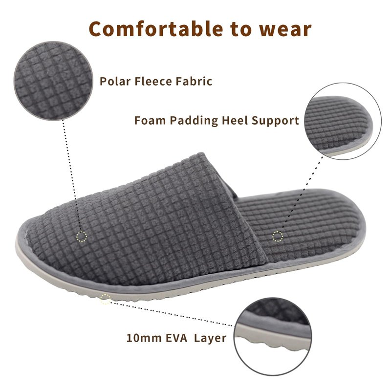 HJORZMM Disposable Slippers for Guests, 8 Pairs Coral Fleece Non Slip Hotel Slippers, Unisex, Washable Reusable for Hotel, Guest, Travel, Bride, Women