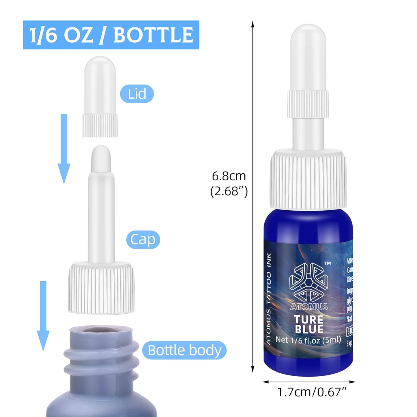 ATOMUS Tattoo Ink Kit - Natural Plant-Based Pigment Set for Permanent Makeup | 14 Colors, 1/6 oz