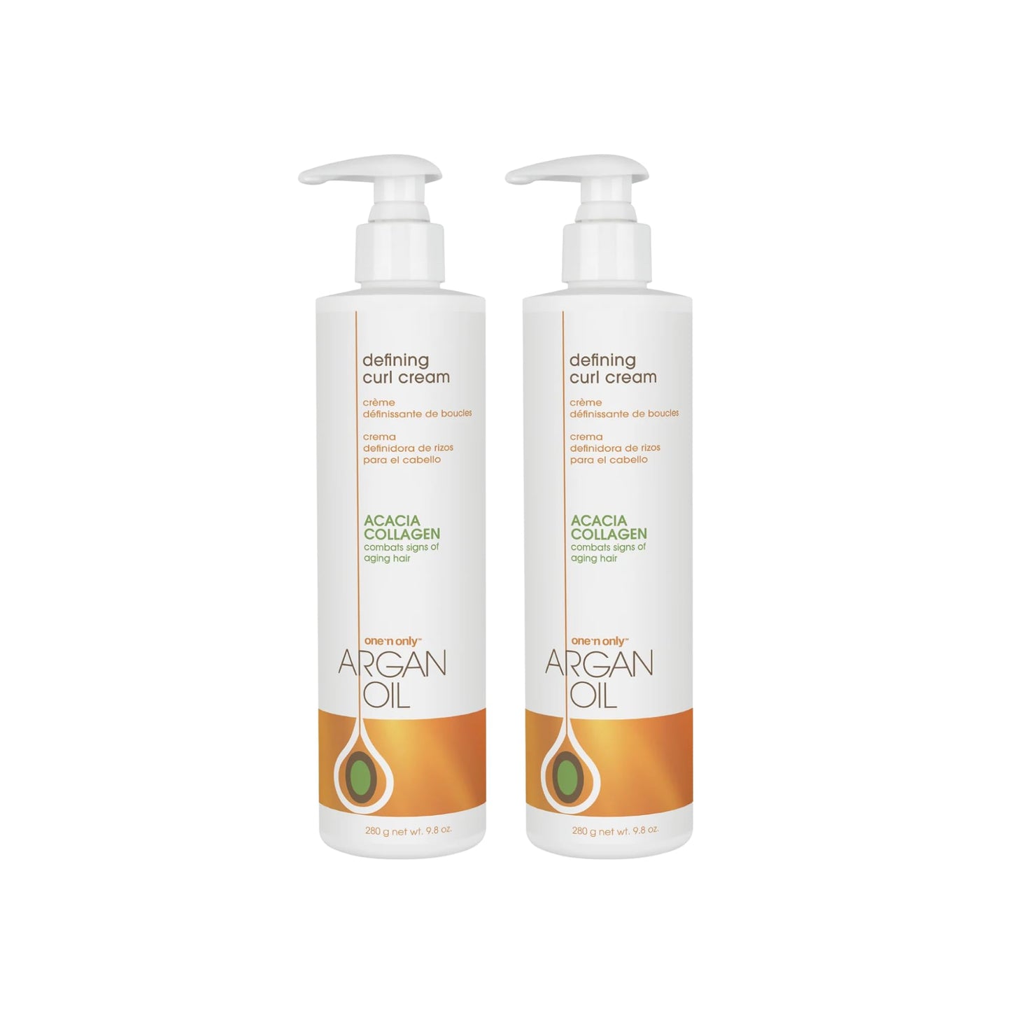 One 'N Only Defining Curl Cream with Argan Oil, Leave-in Conditioning Cream, Defines and Leaves Strong Curly Hair, Enhances Shine and Hydrates Without Sticky Residue, 9.8 Ounces (2 Pack)