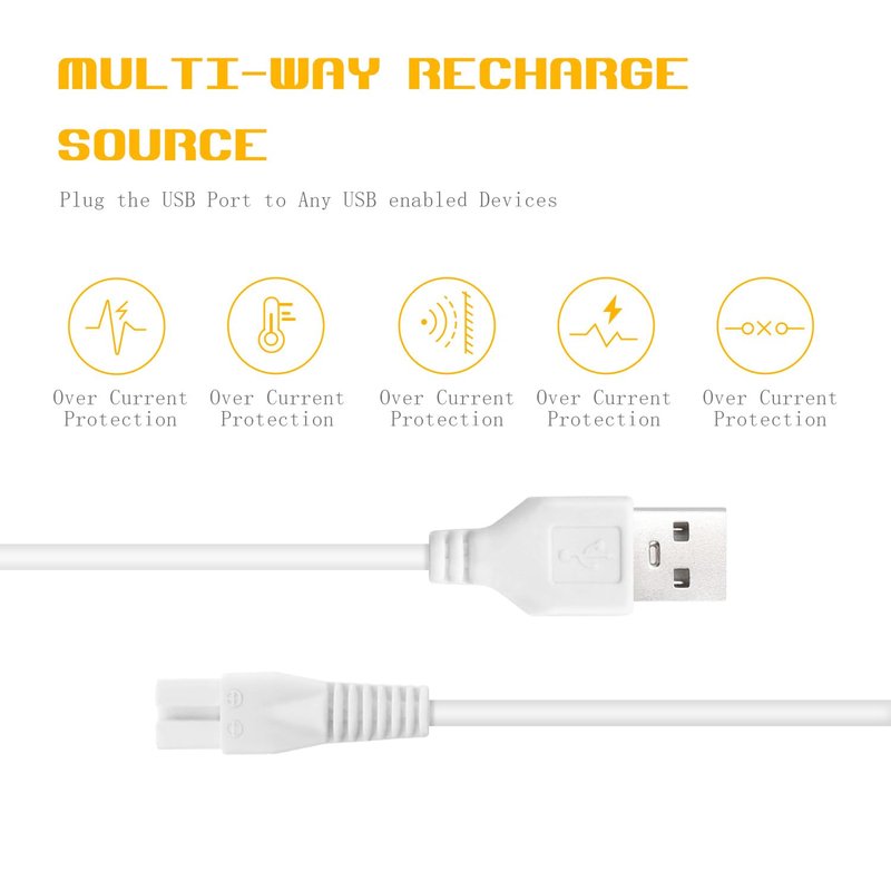 2 Pcs Charger Cord Replacement for Pritech BCM-1138 Electric Feet Callus Remover Foot Pedicure, Power Adapter USB Cable for Electric Feet Callus Remover
