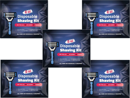 On-the-Go Shaving Kit – Disposable Razor, Shaving Cream, Washcloth & Aftershave Wipe – Travel Friendly, Grooming Essentials for Hygiene when on the Go - Black (5)