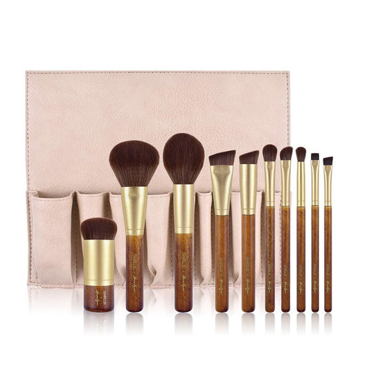 X Marilyn 10PCS Makeup Brush Set Brown Gold Double Ended Professional Make Up Brush for Foundation Blush Powder Eyeshadow Blush Eyebrow Lip,Best Gift Kit