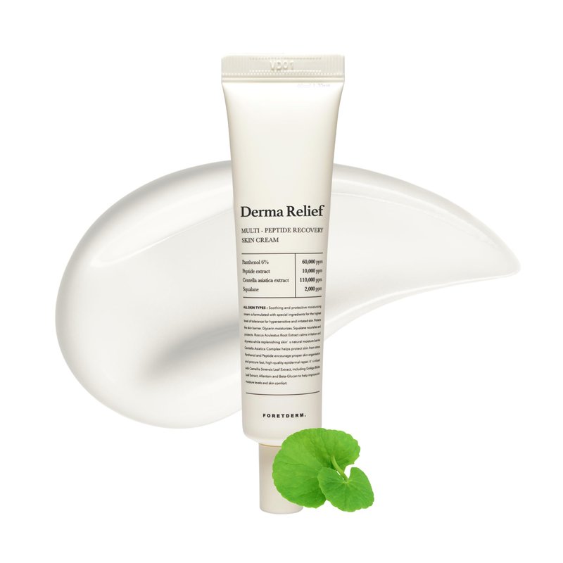 FORETDERM Peptide Derma Relief Cream – EGF, CICA & Panthenol Barrier Support Face Moisturizer, Korean Skincare for Sensitive Skin, Soothing & Calming Irritated Skin, Unscented, 1.35 Fl Oz