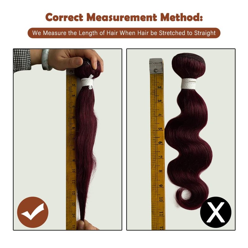 REMY HAIR Body Wave Human Hair Bundles 99J Burgundy Bundles 1 Bundle 16 Inches 100% Human Hair Double Weft Extension Hair