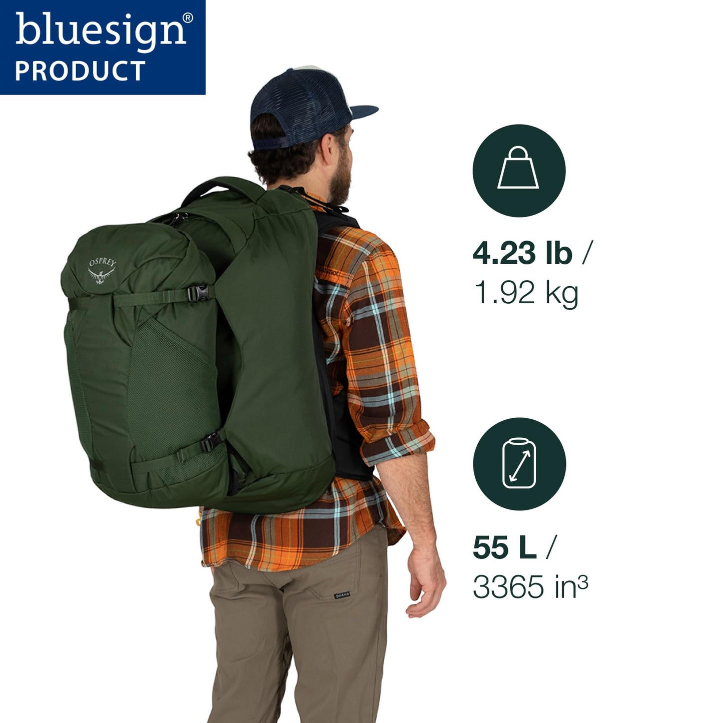 Osprey Farpoint 55L Men's Travel Backpack, Gopher Green