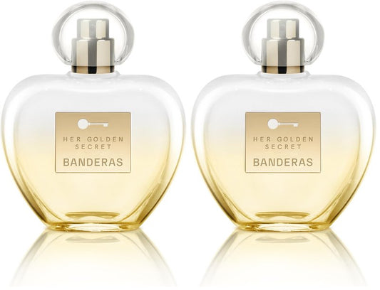 Banderas Perfumes - Her golden secret - Eau de toilette Spray for Women - Long Lasting - Fruity, Floral and Vanilla Notes - 2.7 Fl Oz (Pack of 2)