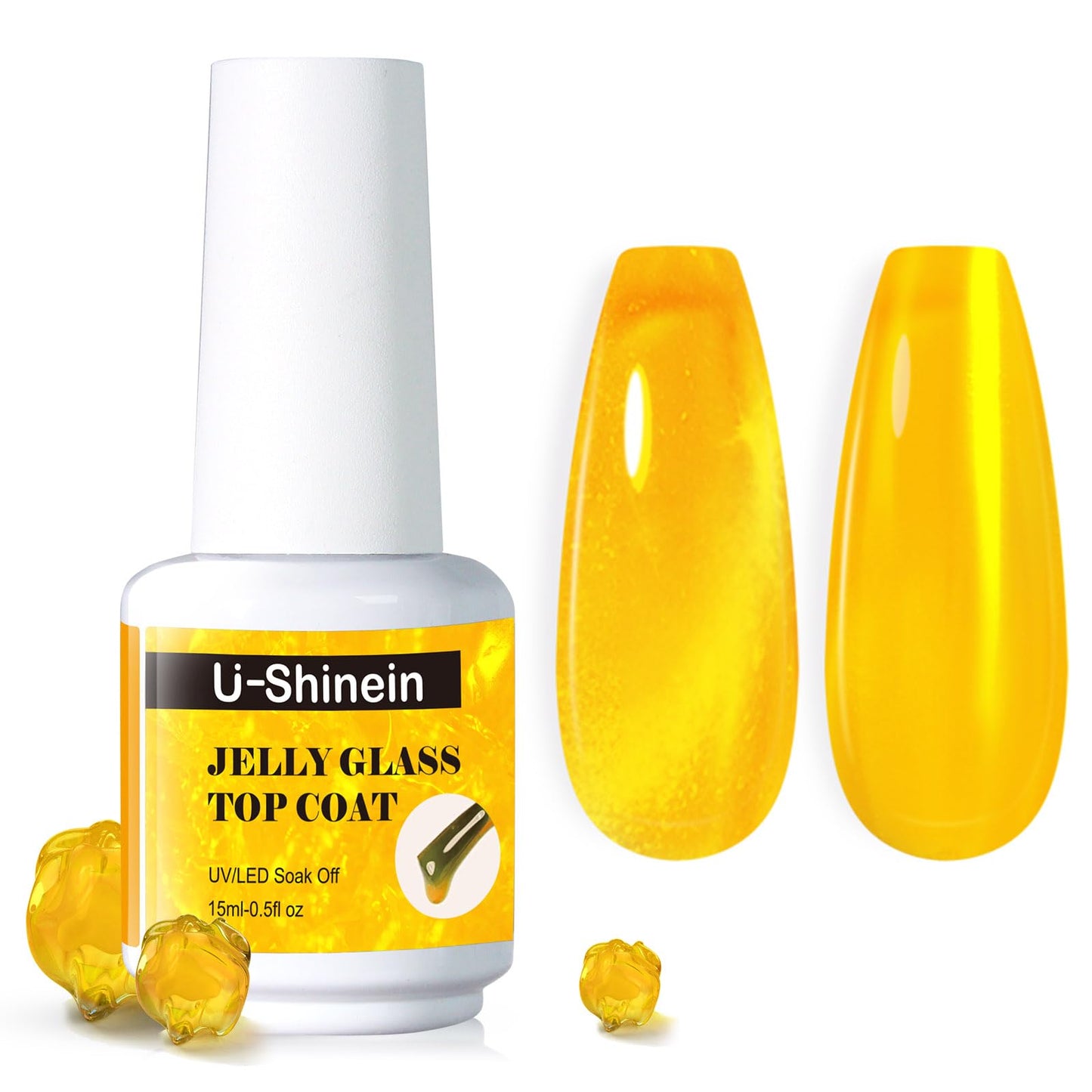 U-Shinein Jelly Gel Nail Polish, Top Coat Gel Nail Polish for Transparent Glass Finish, Sheer Blue Crystal Translucent Polish Jelly Glass Top Coat Soak Off UV/LED for Nail Art Manicure Salon