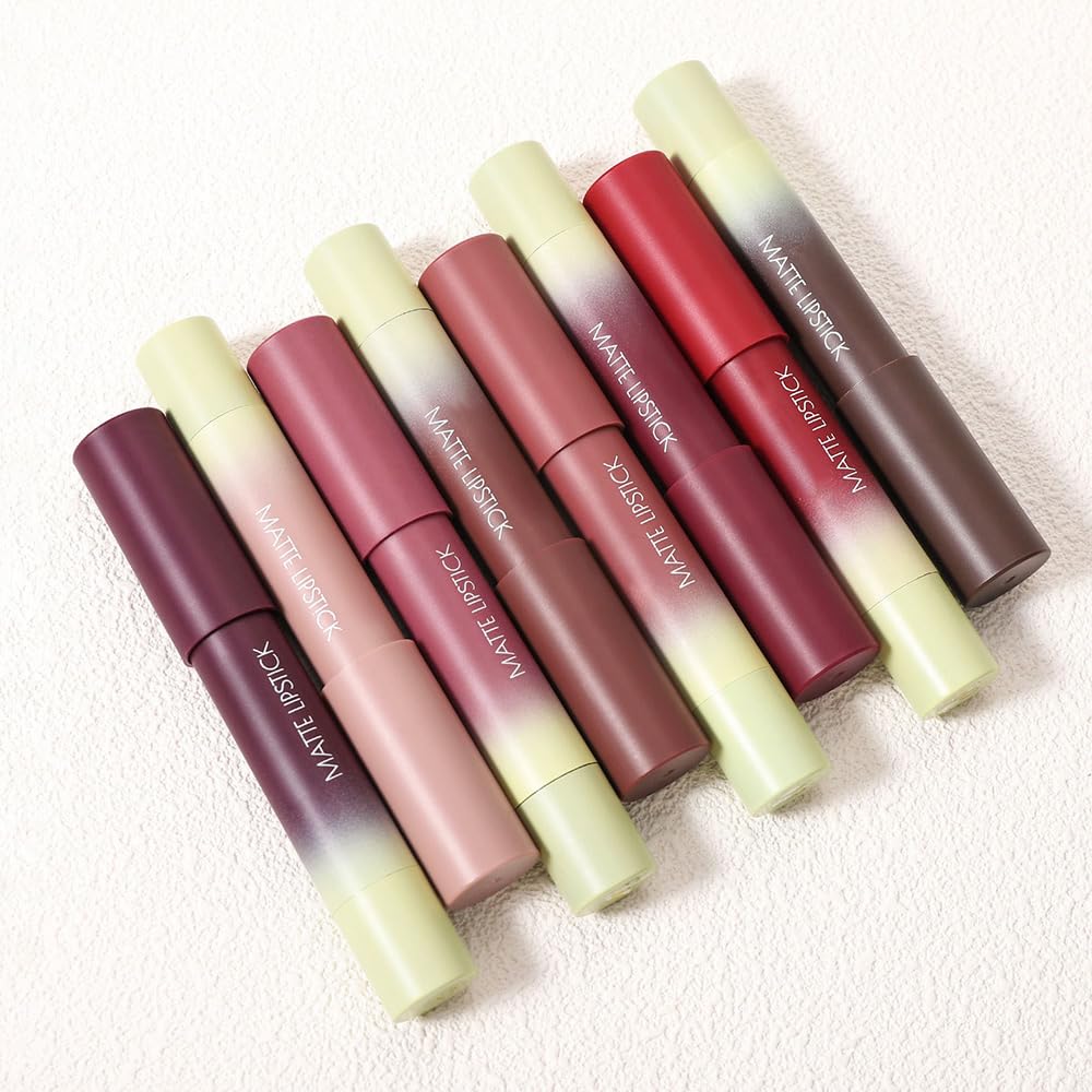 Matte Lipstick Crayon - High-Pigment Lip Liner Pencil | Waterproof, Smudge-Proof, Velvet Texture, Fits All Tones