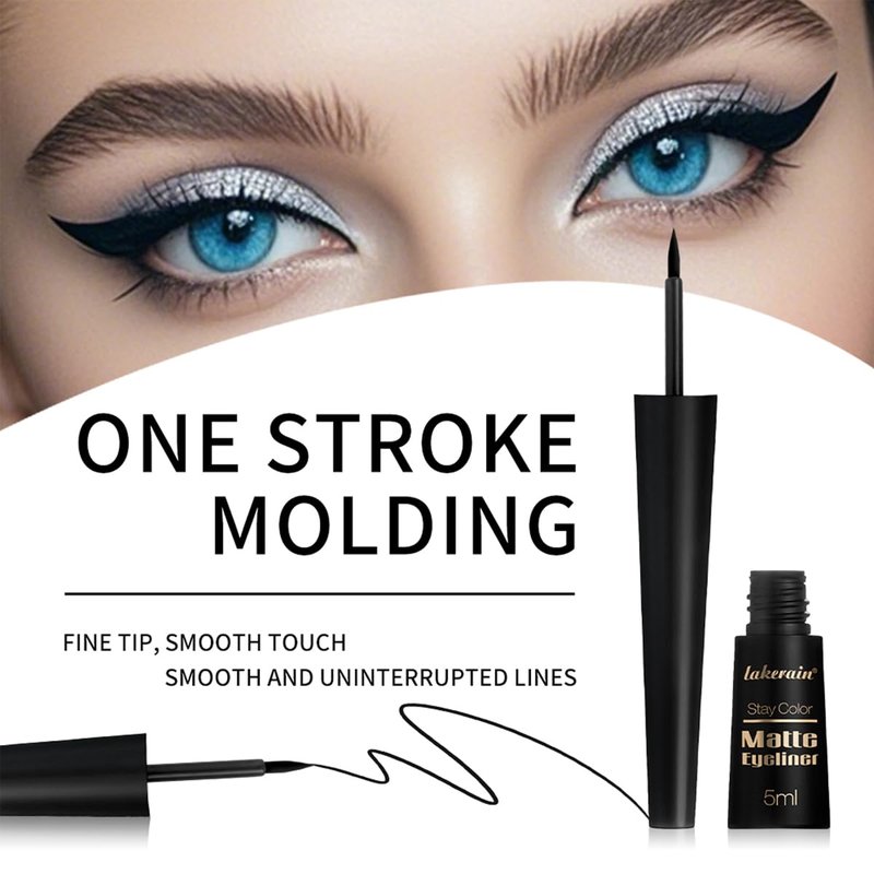 SHEEYOON Liquid Eyeliner, Matte Eyeliner with Fine Brush Tip, Easy Glid Waterproof Smudge Proof, 0.17 fl oz (#3 Safari Matte)