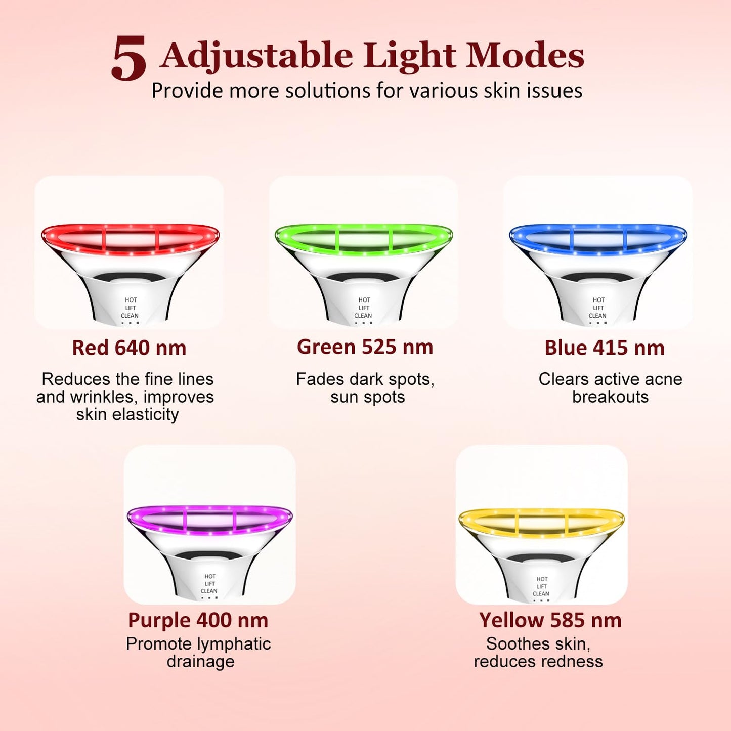 5 color beauty device for face and neck