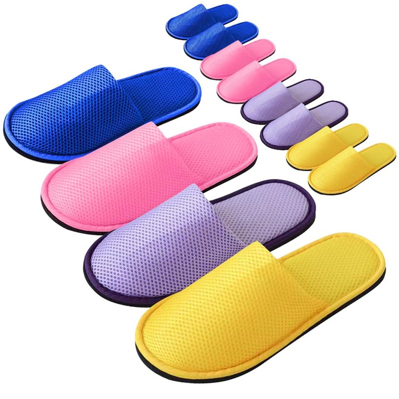 GONG GONG 6-8 Pairs Mash Cloth Disposable Slippers, Machine Washed & Reused, Closed Toe Crystal Velvet Slipper for Guest, Bathroom, House, Hotel, Party, SPA (2Yellow+2Pink+2Blue+2Purple, Adult, Women, 9.5, Numeric, US Footwear Size System, Medium)