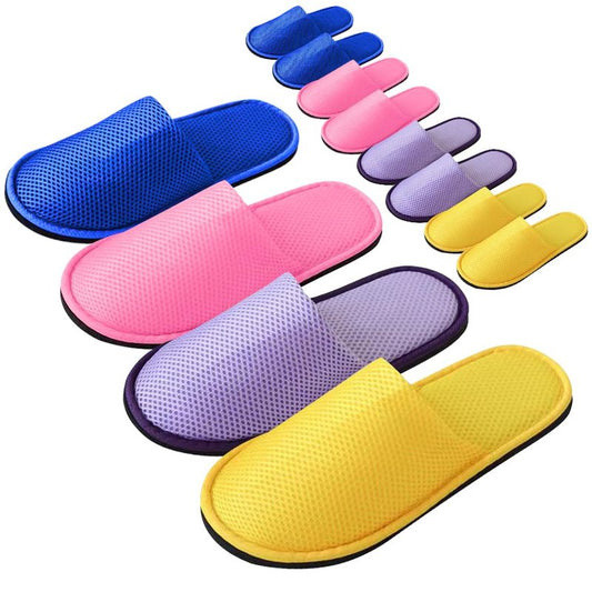GONG GONG 6-8 Pairs Mash Cloth Disposable Slippers, Machine Washed & Reused, Closed Toe Crystal Velvet Slipper for Guest, Bathroom, House, Hotel, Party, SPA (2Yellow+2Pink+2Blue+2Purple, Adult, Women, 9.5, Numeric, US Footwear Size System, Medium)