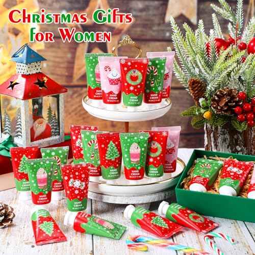 Loopeer 72 Pcs Christmas Hand Cream Gifts Bulk Christmas Mini Hand Lotion Xmas Stocking Stuffers Gifts Travel Size Mini Creams Moisturizer Cream Xmas Party Favors for Dry Skin Women Men Mom Employee