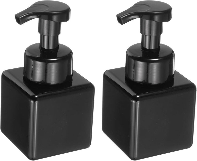 Square Foam Pump Bottle - 250ml Refillable Plastic Dispenser for Lash Shampoo, Hand Soap | Black