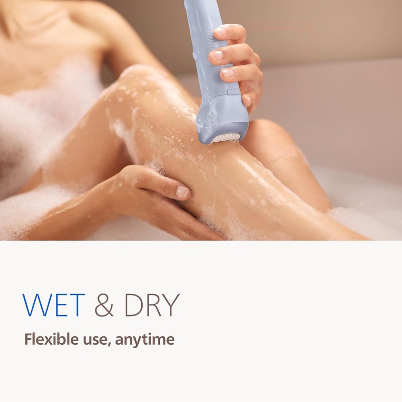 Philips Epilator Series 8000 - Cordless Wet & Dry Hair Removal Device | 60 Min Runtime, 3 Accessories, Model BRE708/00