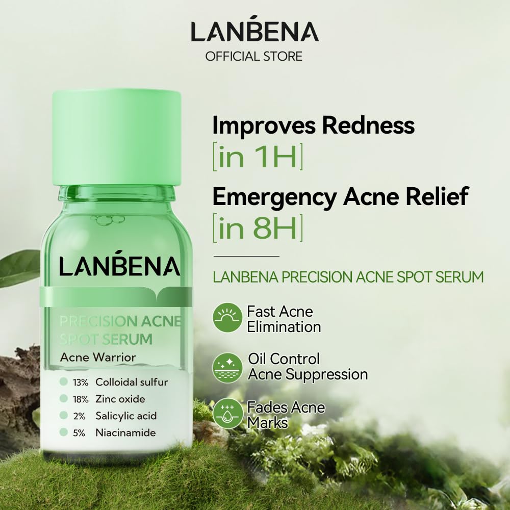 LANBENA Acne Spot Treatment Serum - Overnight Drying Lotion for Pimples & Blemishes | 1 Fl Oz
