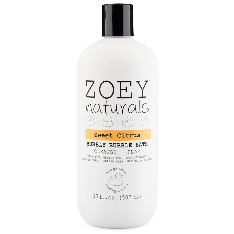 Zoey Naturals - Sweet Citrus Bubble Bath for Kids & Babies - Organic Tear-Free, Non-Toxic Toddler Soap with Moisturizing Aloe & Avocado Oil - Long Lasting Bubbles - Made in USA, 17 oz