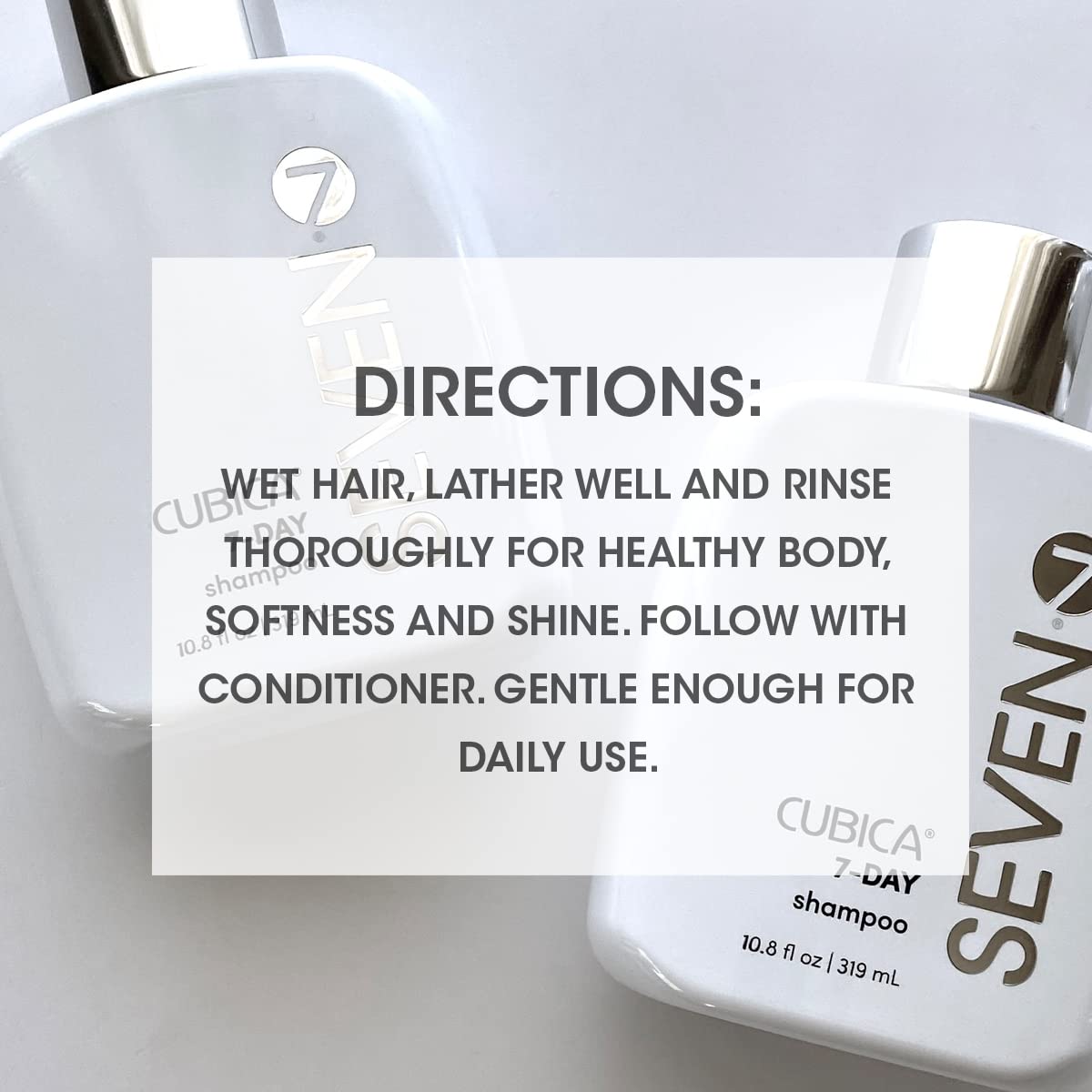 SEVEN Haircare Cubica 7-DAY Shampoo for Women, Men, All Hair Types, Add Shine and Moisture to Hair, Sulfate & Paraben Free, Cruelty Free with Biotin + Green Tea Extract, Made in USA, 10.8oz