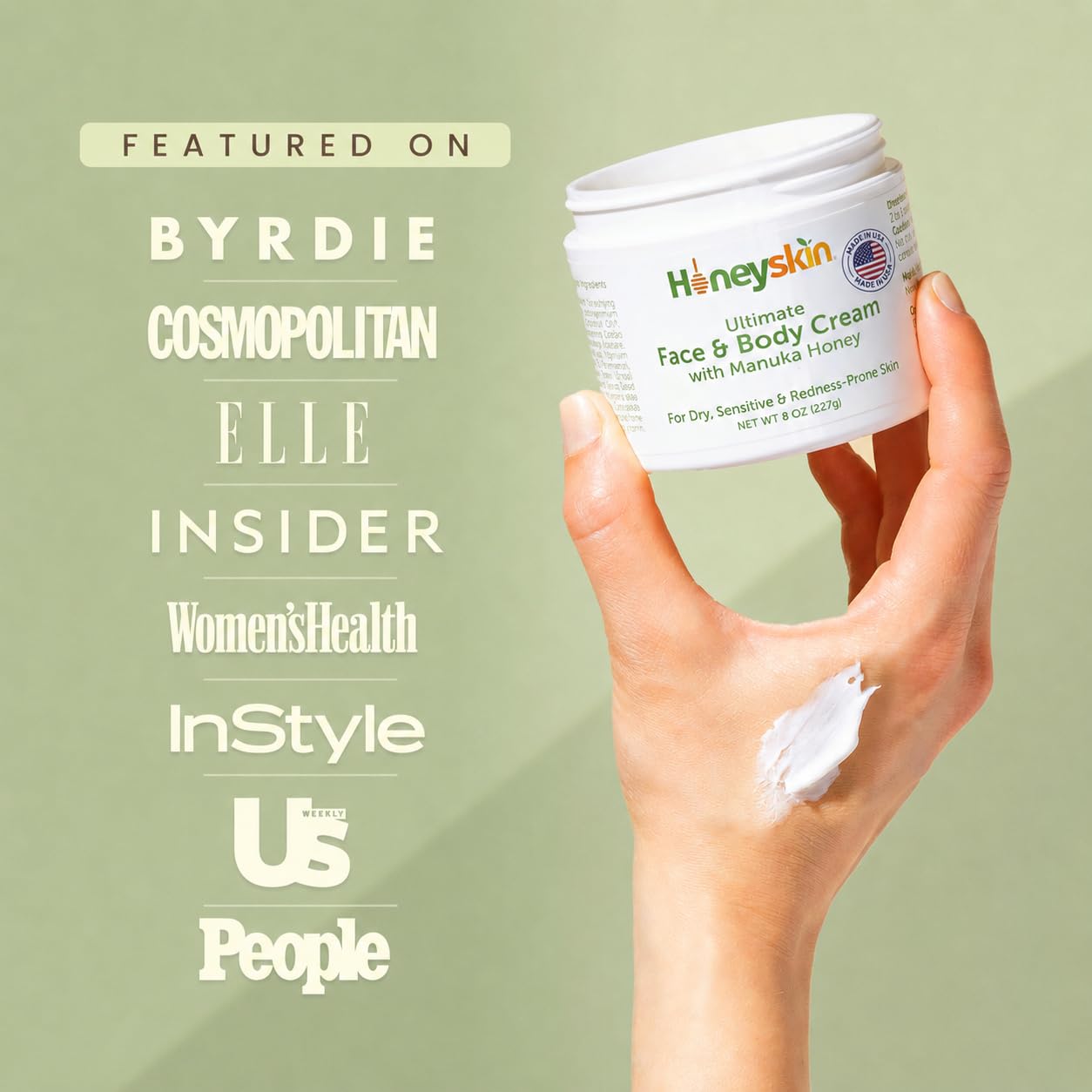 Honeyskin Ultimate Face & Body Cream with Manuka Honey MGO 514+ - Organic Hydrating Moisturizer for Extremely Dry, Sensitive Skin - Soothing Cream for Dry, Itchy & Flaky Skin 8oz