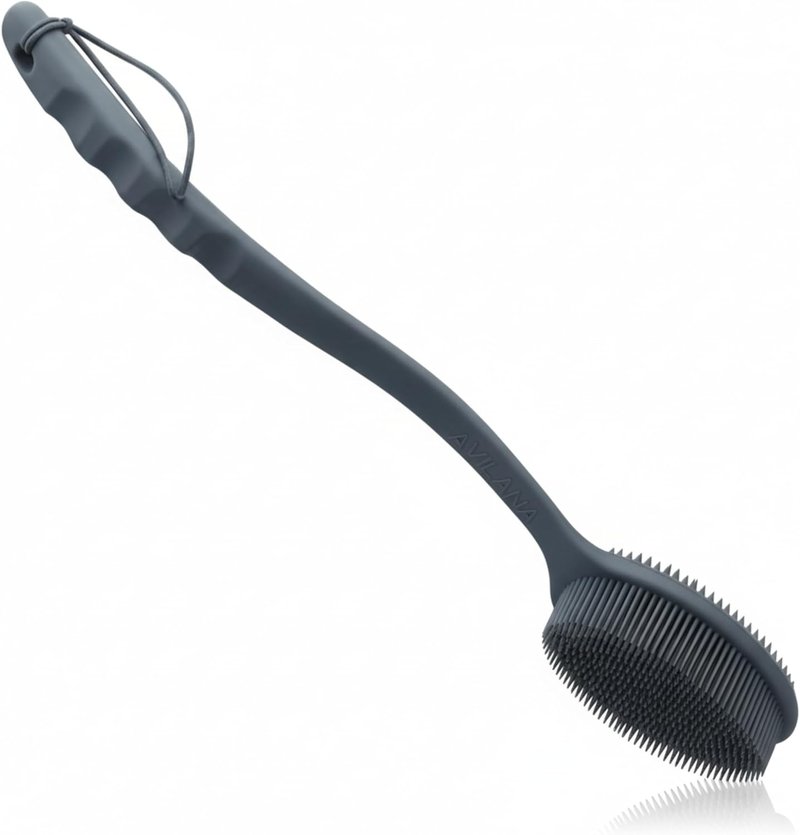 Avilana Premium Back Scrubber - 19-Inch Long Handle Silicone Bath Brush | Dual-Sided Exfoliating Body Washer for Men, Women & Seniors