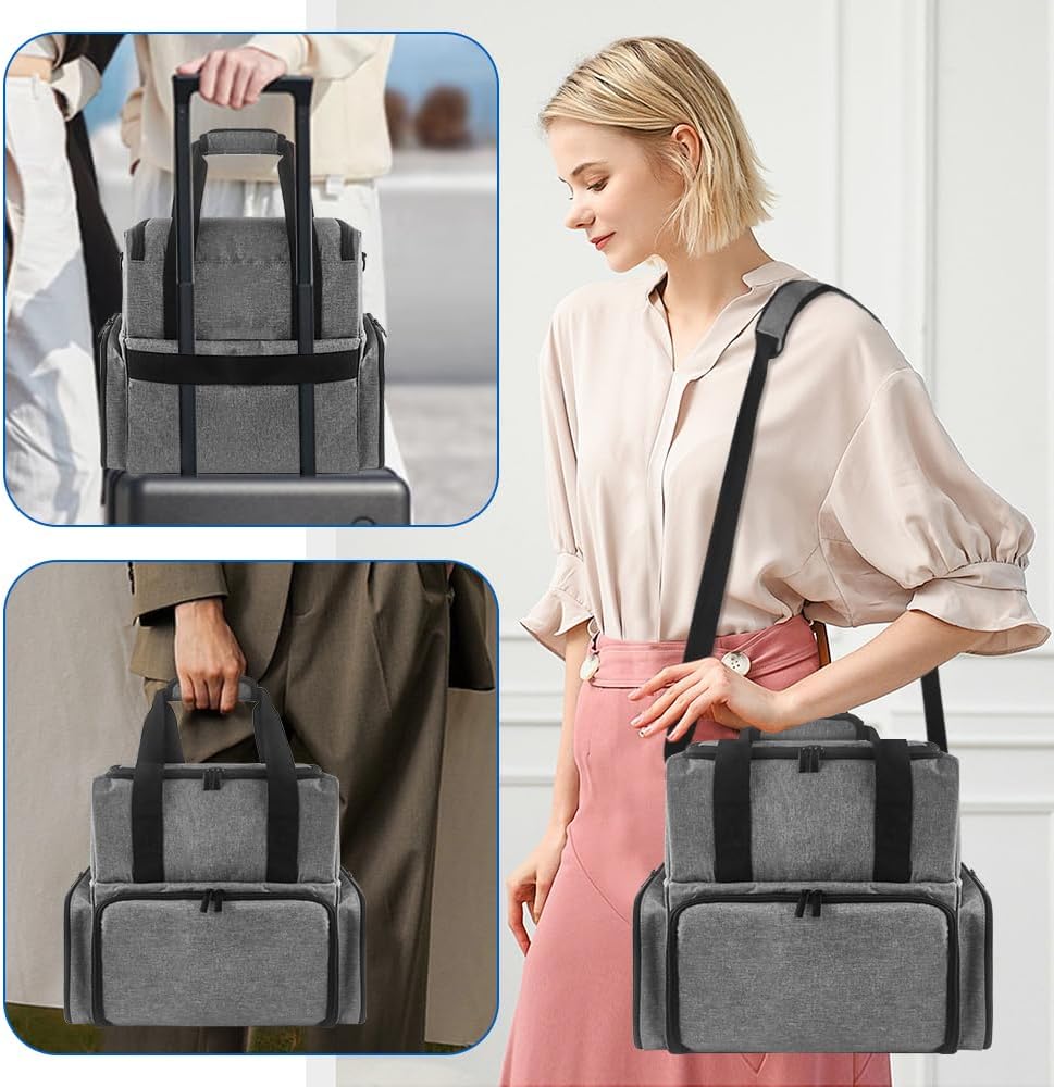 Nail Polish Organizer Case - Holds 70 Bottles with 2 Removable Pouches | Grey Nail Kit Bag for Manicurists
