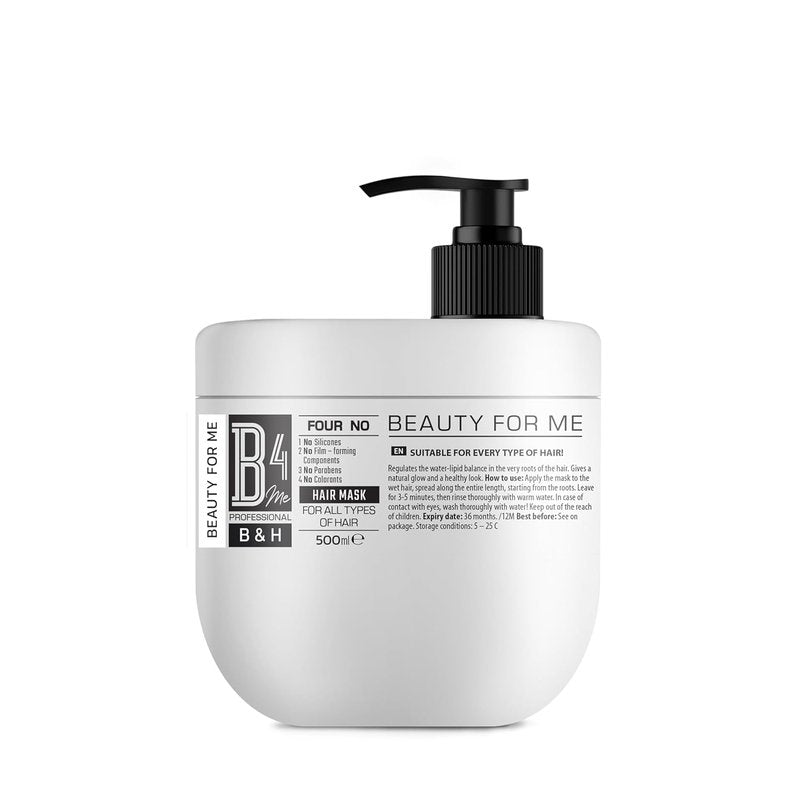 B4Me Professional Silicone-Free Hair Mask - Hydrating & Strengthening Treatment for All Hair Types | 500ml / 16.9 fl oz