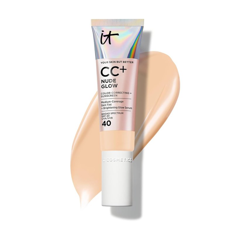 IT Cosmetics CC+ Nude Glow Foundation - Medium Coverage with SPF 40, 2% Niacinamide & Hyaluronic Acid | 1.08 fl oz for Normal to Dry Skin