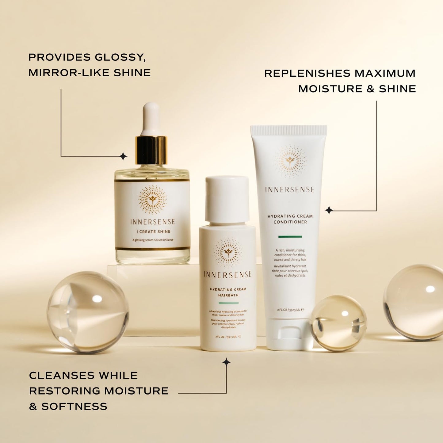 INNERSENSE Organic Beauty - Sleek Stylers Set | I Create Hold, Sweet Spirit Leave-In Conditioner, Hair Love Prep Spray | Non-Toxic, Cruelty-Free, Clean Haircare (3 piece set)
